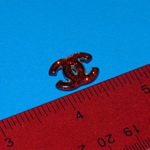 repurposed upcycled earring charm jewelry making orange glitter designer caviar